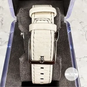 DKNY White Leather Crystal Face Sterling Silver Watch DKNYC | Accessories | Dkny White Leather Crystal Face  main image 2